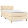 Cama box spring con colchón tela color crema 90x190 cm 2