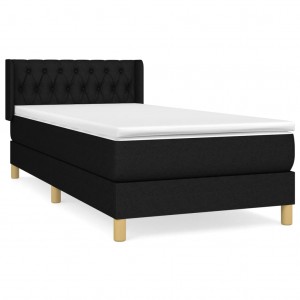 Cama box spring con colchón tela negro 90x200 cm H