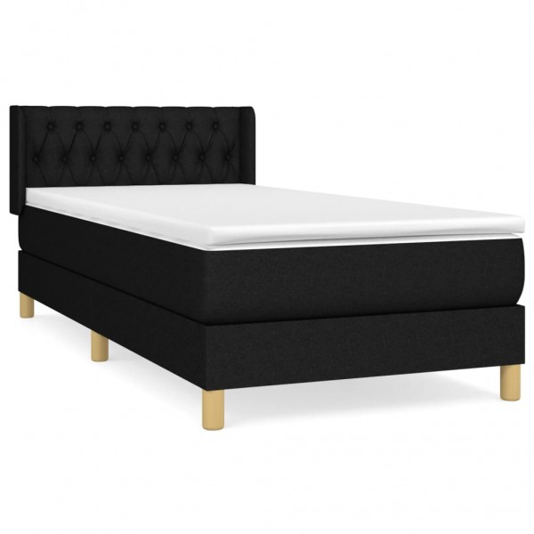 Cama com molas/colchão 90x200 cm tecido preto M 2