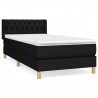 Cama box spring con colchón tela negro 90x200 cm 2
