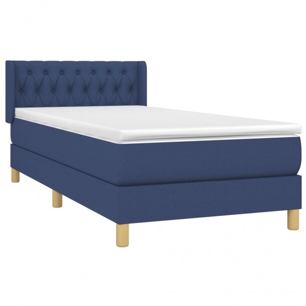 Cama com molas/colchão 90x200 cm tecido azul M 3