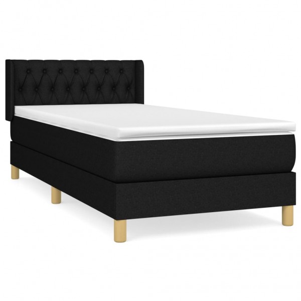 Cama box spring con colchón tela negro 100x200 cm M 2