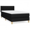 Cama box spring con colchón tela negro 100x200 cm 2