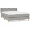Cama box spring con colchón tela gris claro 140x190 cm 2