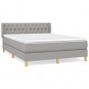 Cama box spring con colchón tela gris claro 140x200 cm 2