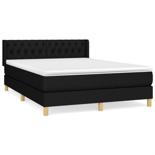 Cama box spring con colchón tela negro 140x200 cm M 2