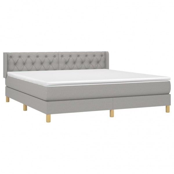 Cama box spring con colchón tela gris claro 160x200 cm M 3