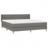 Cama box spring con colchón tela gris oscuro 160x200 cm 3