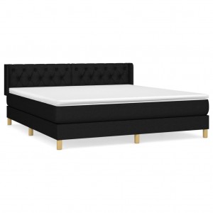 Cama box spring con colchón tela negro 160x200 cm H