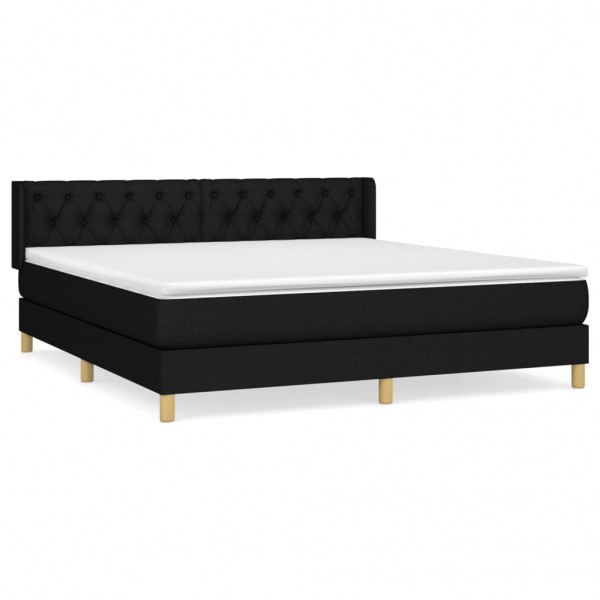 Cama box spring con colchón tela negro 160x200 cm M 2