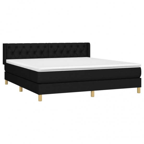 Cama box spring con colchón tela negro 160x200 cm M 3