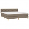 Cama box spring con colchón tela gris taupe 160x200 cm 3