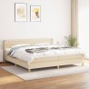 Cama box spring con colchón tela color crema 160x200 cm 1