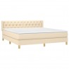 Cama box spring con colchón tela color crema 160x200 cm 3