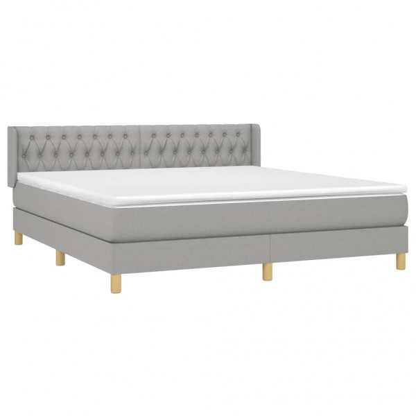 Cama box spring con colchón tela gris claro 180x200 cm M 3