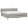 Cama box spring con colchón tela gris claro 180x200 cm 3
