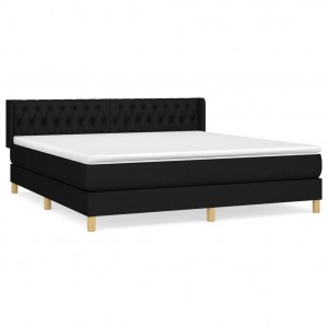Cama box spring con colchón tela negro 180x200 cm H