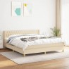 Cama box spring con colchón tela color crema 180x200 cm 1