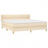 Cama box spring con colchón tela color crema 180x200 cm 3