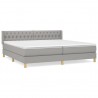 Cama box spring con colchón tela gris claro 200x200 cm 2