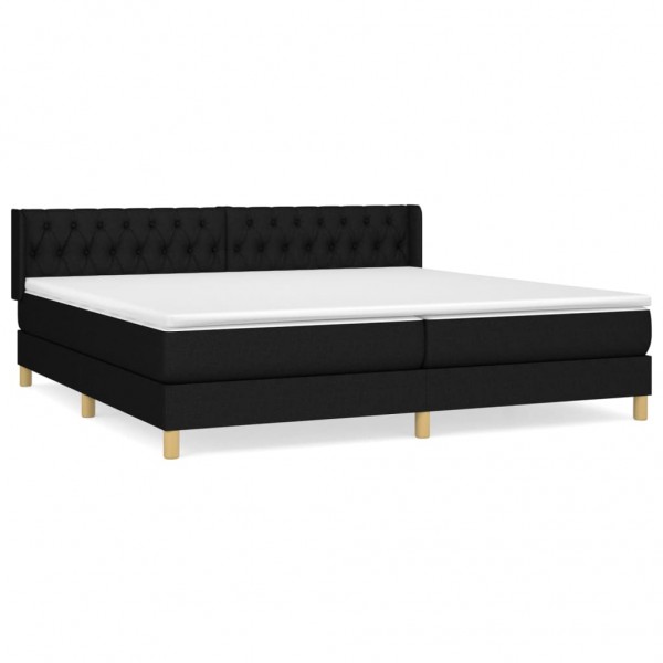 Cama com molas/colchão 200x200 cm tecido preto M 2