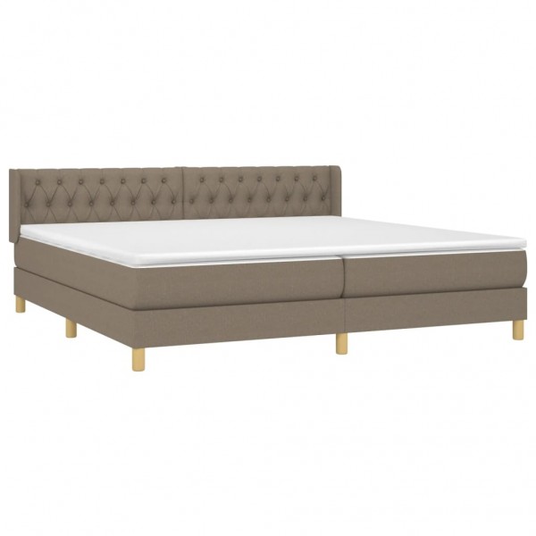 Cama box spring con colchón tela gris taupe 200x200 cm M 3