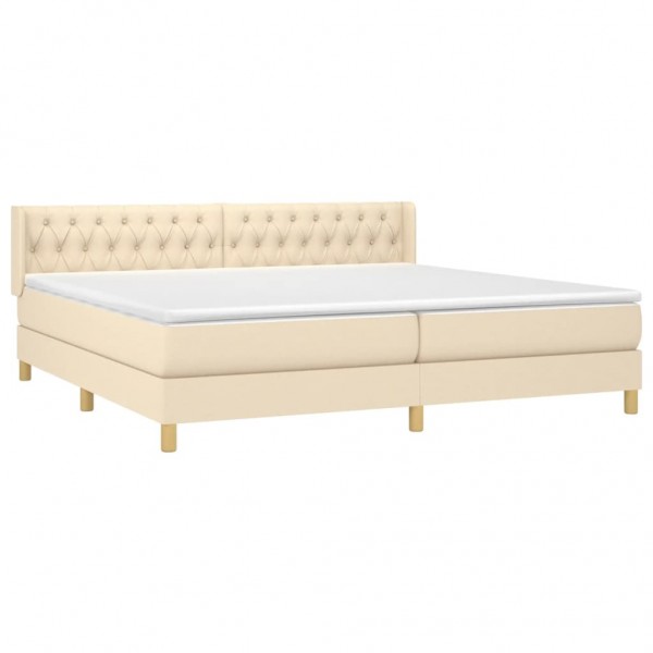 Cama box spring con colchón tela color crema 200x200 cm M 3