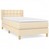 Cama box spring con colchón tela color crema 80x200 cm 2