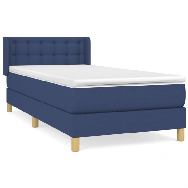 Cama box spring con colchón tela azul 80x200 cm M 2