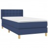 Cama box spring con colchón tela azul 80x200 cm 3