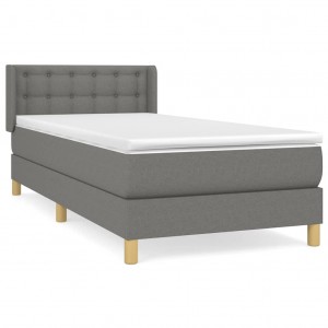 Cama box spring con colchón tela gris oscuro 90x190 cm H