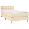 Cama box spring con colchón tela color crema 90x190 cm 3