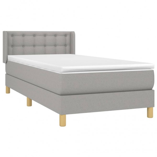Cama box spring con colchón tela gris claro 90x200 cm M 3