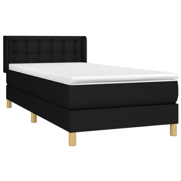 Cama com molas/colchão 90x200 cm tecido preto M 3