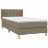 Cama box spring con colchón tela gris taupe 90x200 cm 3