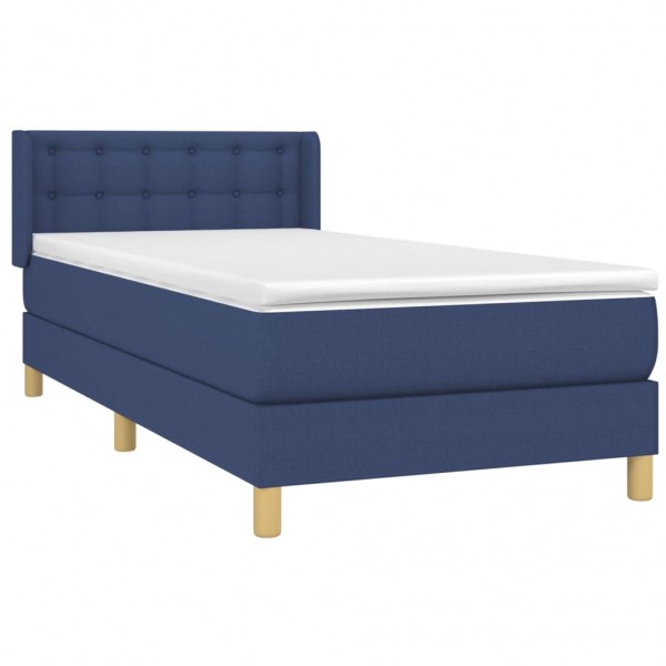 Cama com molas/colchão 90x200 cm tecido azul M 3