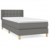 Cama box spring con colchón tela gris oscuro 100x200 cm 2