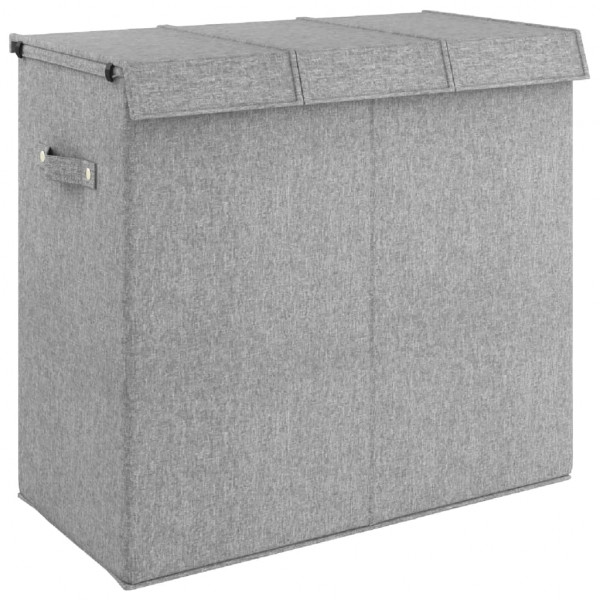 Cesto ropa sucia plegable lino sintético gris 64.5x34.5x59 cm D