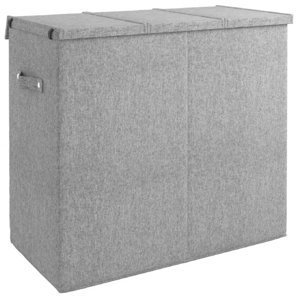 Cesto ropa sucia plegable lino sintético gris 64.5x34.5x59 cm M 4