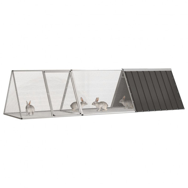 Gaiola p/ coelhos 302.5x80.5x71 cm aço galvanizado antracite M 2