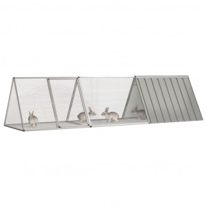 Gaiola p/ coelhos 302.5x80.5x71 cm aço galvanizado cinzento H