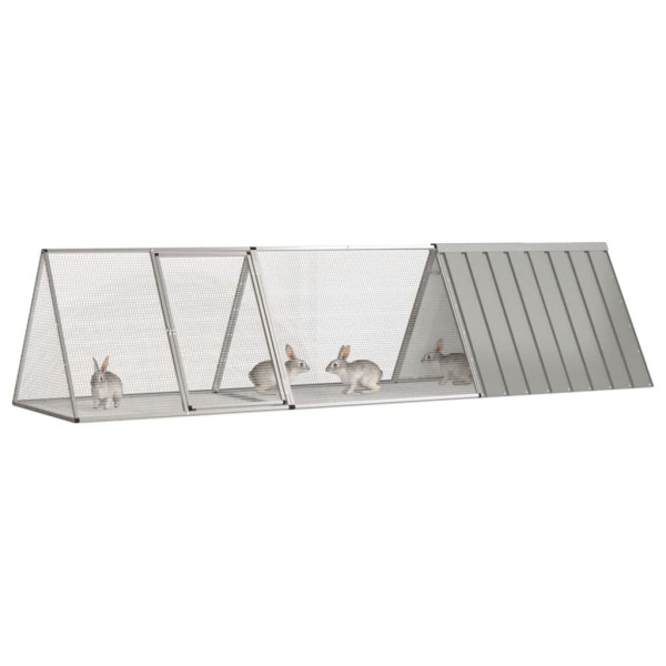 Jaula para conejos acero galvanizado gris 302.5x80.5x71 cm M 2