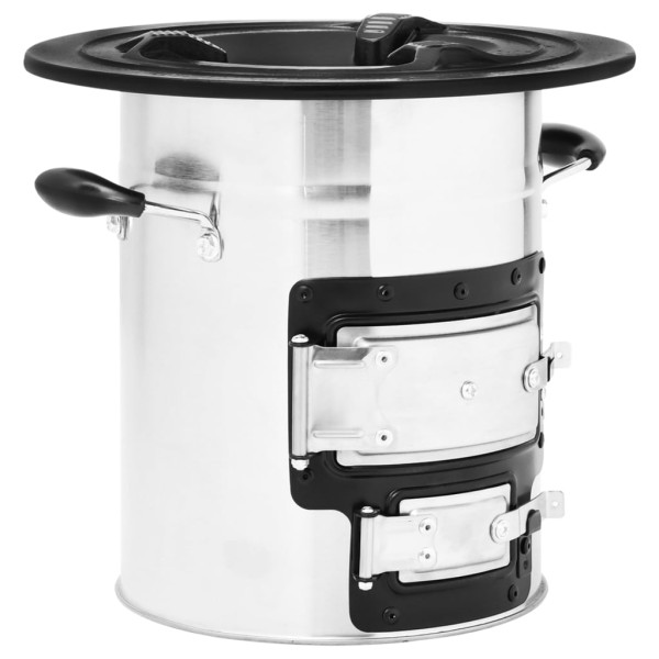 Cocina leña camping acero inoxidable plateado 51.5x35x30.5 cm M 3