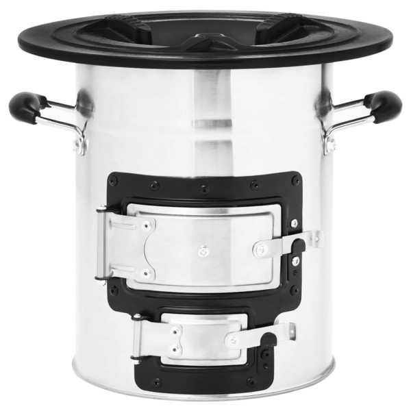 Fogão lenha de campismo 51.5x35x30.5 cm aço inoxidável prateado M 4