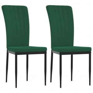 Cadeiras de jantar 2 pcs veludo verde-escuro H