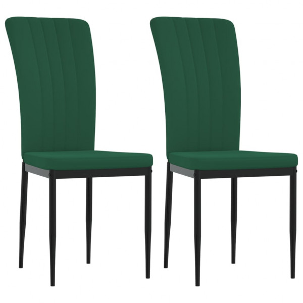 Sillas de comedor 2 unidades terciopelo verde oscuro M 2