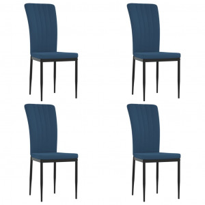 Cadeiras de jantar 4 pcs veludo azul H