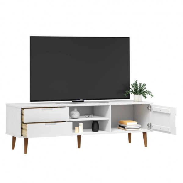 Móvel de TV MOLDE 158x40x49 cm pinho maciço branco M 3