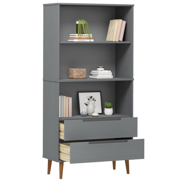 Librería MOLDE madera maciza de pino gris 85x35x170.5 cm D