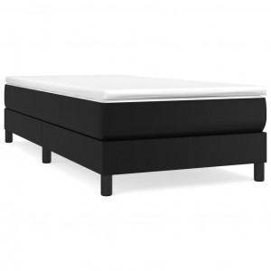 Estructura de cama box spring cuero sintético negro 90x190 cm H